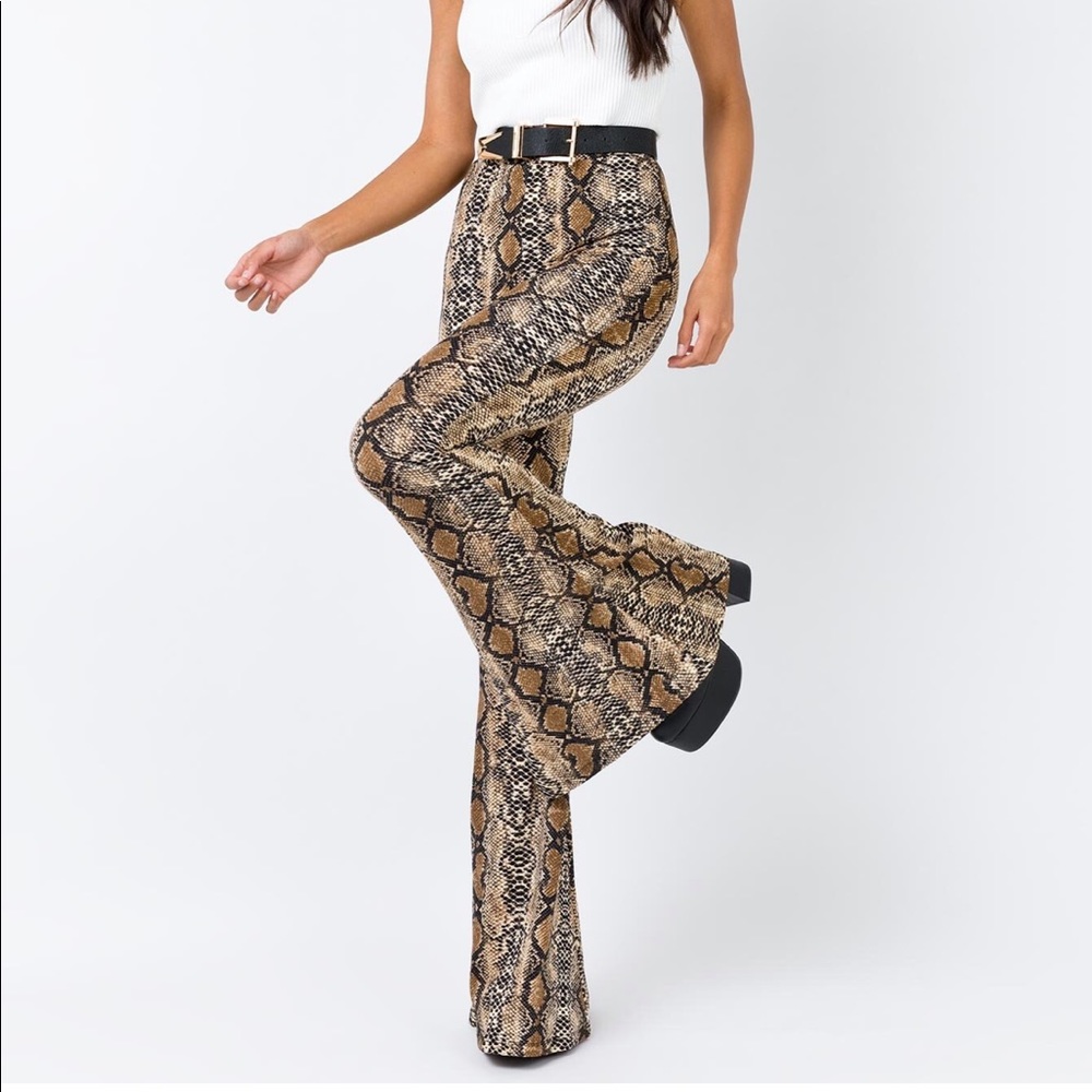 Princess Polly Snake Print Flare Pants